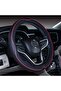 Microfiber Leather Car Medium Steering Wheel Cover (14.5''-15'',Black Dark Blue)