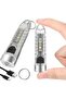 S12 Plus Mini LED Flashlights USB Rechargeable Small Keychain Flashlight with 11 Modes of Main & Sid