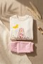 Aura Bloom Rabbit Patterned Cream Sweatshirt and Polka Dot Pink Trousers 2-Piece Baby Set - 100% Cotton - 5