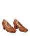 Women's Tan Knitted Patterned Heeled Oval Toe Classic Casual and Stylish Shoes 18386016 Z - 3