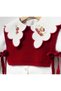 Girl's Strawberry Teddy Bear Embroidered 4-Piece Set Knitwear Sweater Shirt Pants Bag - 4