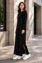 Women's Long Sleeve Crew Neck Side Slit Long Dress - 4