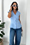 Women's Pleated Sleeveless Shirt Blouse - 6