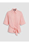 Lcw Vision Pink Belted Striped Women's Shirt - 5