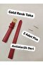 12 mm Compatible Watch Band - Cherry Red Color Plain Model - Gold Color Buckle, (Second Item in the Cart Is 100 Tl.) - 7