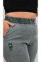 Plus Size Akar Fabric Mom Elastic High Waist Lace-Up Cuff Button Detailed Women's Trousers - 4