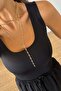 Black Wide Strap Polyamide Sleeveless Tshirt - 2