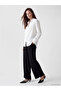 Black Elastic Waist Wide Leg Women's Trousers - 8