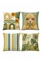 Green Floral Lamb Patterned 4-Piece Throw Pillow Cover Set - 3