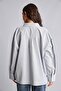 Oversized Shirt with Checkered Collar and Seersucker Texture, Long Sleeve Shirt I2624Ax26Au - 6