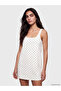 Trendlucky U Neck Polka Dot Mini Jean Dress with Difference - 2