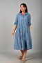 Women's Italian Cotton Pocket Embossed Embroidered Sequined Oversize Long Dress - 2