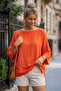 Narçiçeği Havuz Yaka 3/4 Sleeve Casual Cotton Woven Blouse with Dirty Stitching 65 65 - 5