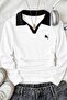 Soul Polo Collar Embroidered Gathered Long Sleeve Blouse
