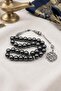 Natural Hematite Stone 33 Prayer Beads with Metal Tassel 8mm Sphere Cut 902833