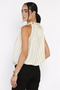 Cream Khaki Collar Beaded Detailed Striped Blouse - 5