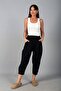 Women's Modal Trousers with Elastic Waist, Pockets and Cuffed Legs - 2