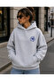 Blue Hibiscus Printed Hooded Oversize Sweatshirt