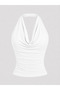 Women's Halter Neck Draped Stylish Crop Blouse - 4