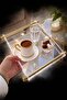 Plexi Gold Metal Coffee Tray with Handle and Presentation Tray 25X21Cm