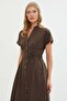 Tie-Waist Linen Look Midi Dress - 4