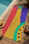 Purple Yellow Red Color Block Abstract Patterned 70X150 Beach Towel - Digital Printed Bath Towel - 3