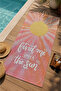Peach Pink Find Me under the Sun Written Sun Patterned 70X150 Beach Towel - Digital Printed Bath Towel - 3