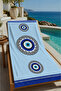 White Blue Evil Eye Bead Mandala Patterned 70X150 Beach Towel - Digital Printed Bath Towel