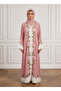 Dusty Pink Floral Vine Contrast Panel Abaya
