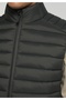 Slim Fit Stand Collar Zippered Lined Men's Green Vest - 4
