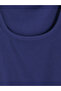 Vizyon New Season Navy Blue U-Neck Women's Ribbed Undershirt - 7