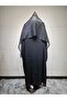 Rhinestone Abaya Robe Jacket with Headscarf Two-piece Set - 6