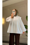 6558 - Stylish, Comfortable, Underarm Side Tie Detail, Woven Soft Fabric, Women's Poplin Shirt-Tunic - 5