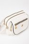 Women's White 4-Compartment Soft Leather Covered Gold Color Clover Zipper Crossbody and Shoulder Bag - 5