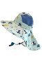Kids wide-brim breathable bucket UV blue whale.