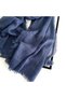 Women's cotton-linen scarf off-white 185x90cm tassel vintage. - 4