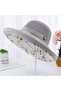 Women's mesh sun hat, foldable, wide brim with chin strap, perfect for the beach (beige) - 4
