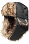 Outdoor winter hat faux fur warm black hunting earflap.