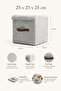 Gray Felt Lid Cube Box 25 X 25 X 25 cm – Leather Handle, Foldable, Multi-Purpose Storage and Organizer Box - 7