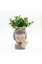 Charming Figurine 3PCS Set Green Pink Grey Polyresin Decorative Flower Vase Cute Girl Succulent Pot Modern Indoor Home Office Table Decor Gift Set - 5