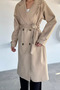 Beige Women's Double-Breasted Collar Cashmere Coat - 2