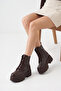 Belavelle Brown Patent Leather Women's Daily High-Top Lace-Up Zippered Boots - 7