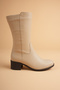Women's Genuine Leather Classic Zipper Boots - Beige - 3