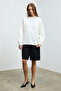 Karius women's organic cotton oversize round neck white sweatshirt with fleece lining - 5