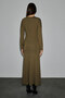 Visser Women's Soft and Flexible Fabric Off-Shoulder Round Neck Front Slit Khaki Dress - 6