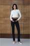 Women's Black Jean Pants High Waist Bootcut Black Plain Woven Long Leg - 3