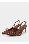 Brown Polka Dot Slingback High Heels - 2