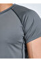 Charcoal Solid Raglan Sleeves Contrast Stitch Running T-Shirt - 3