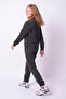 Girl's Plain Crew Neck Double Pocket Tracksuit Set - 3
