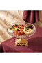 Crystal Decorative Cut Glass Metal Footed Presentation Bowl - 2